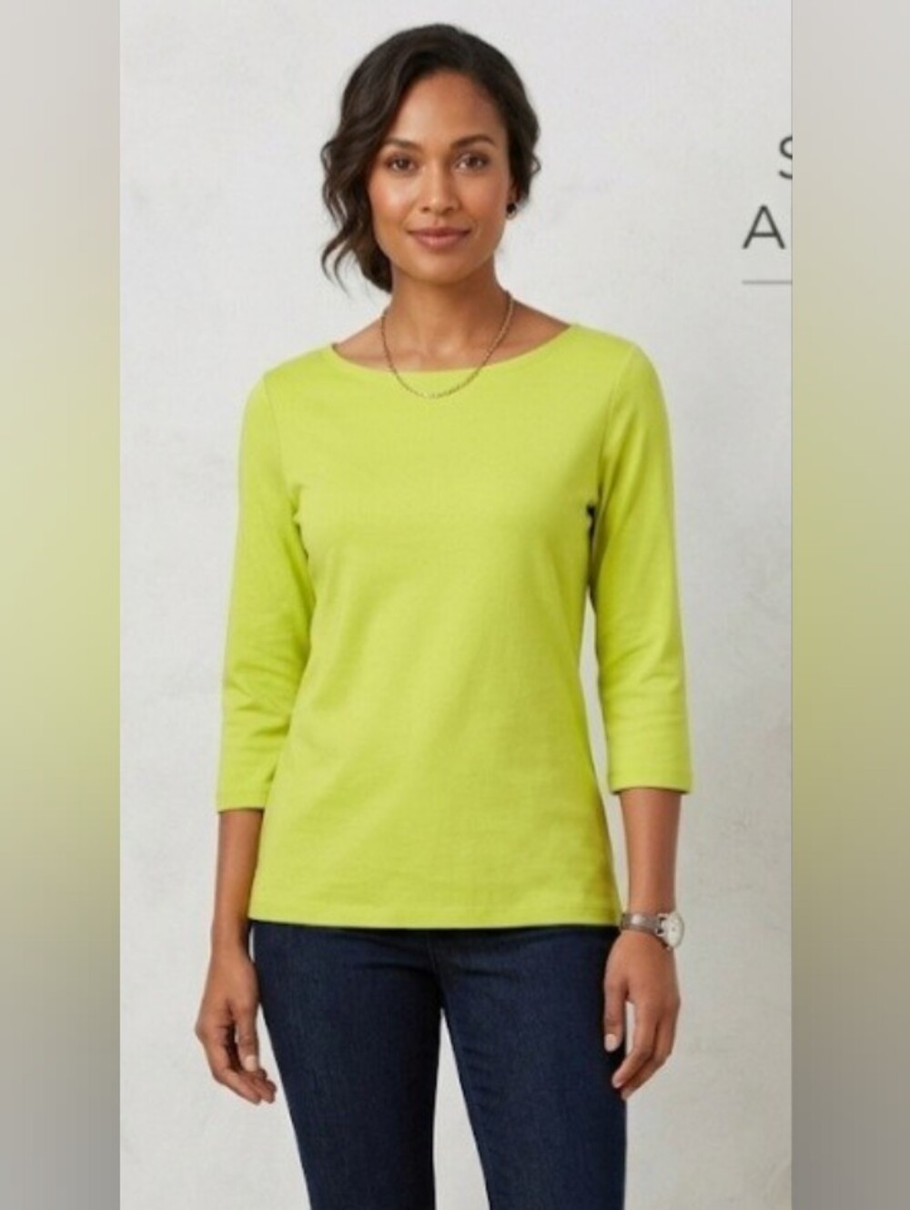Jones New York Women's Bright Lime Boatneck Cotton Top!!!
